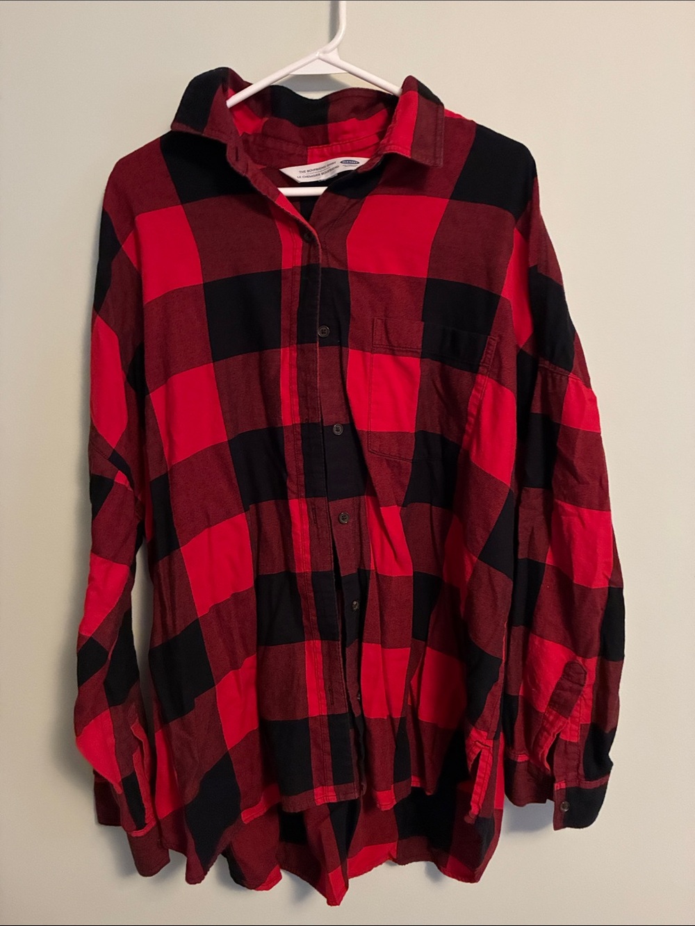 Old Navy Red and Black Buffalo Plaid Boyfriend Button-Down Shirt